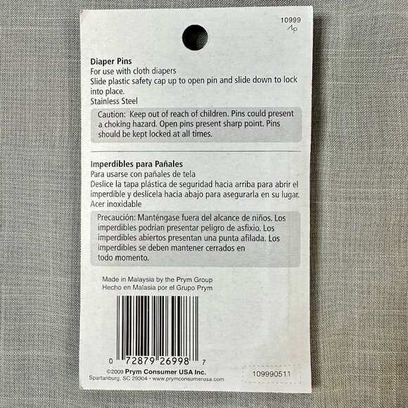 NIB Prym 20 Baby Safe Diaper Pins Blue Pink and White - Picture 3 of 9